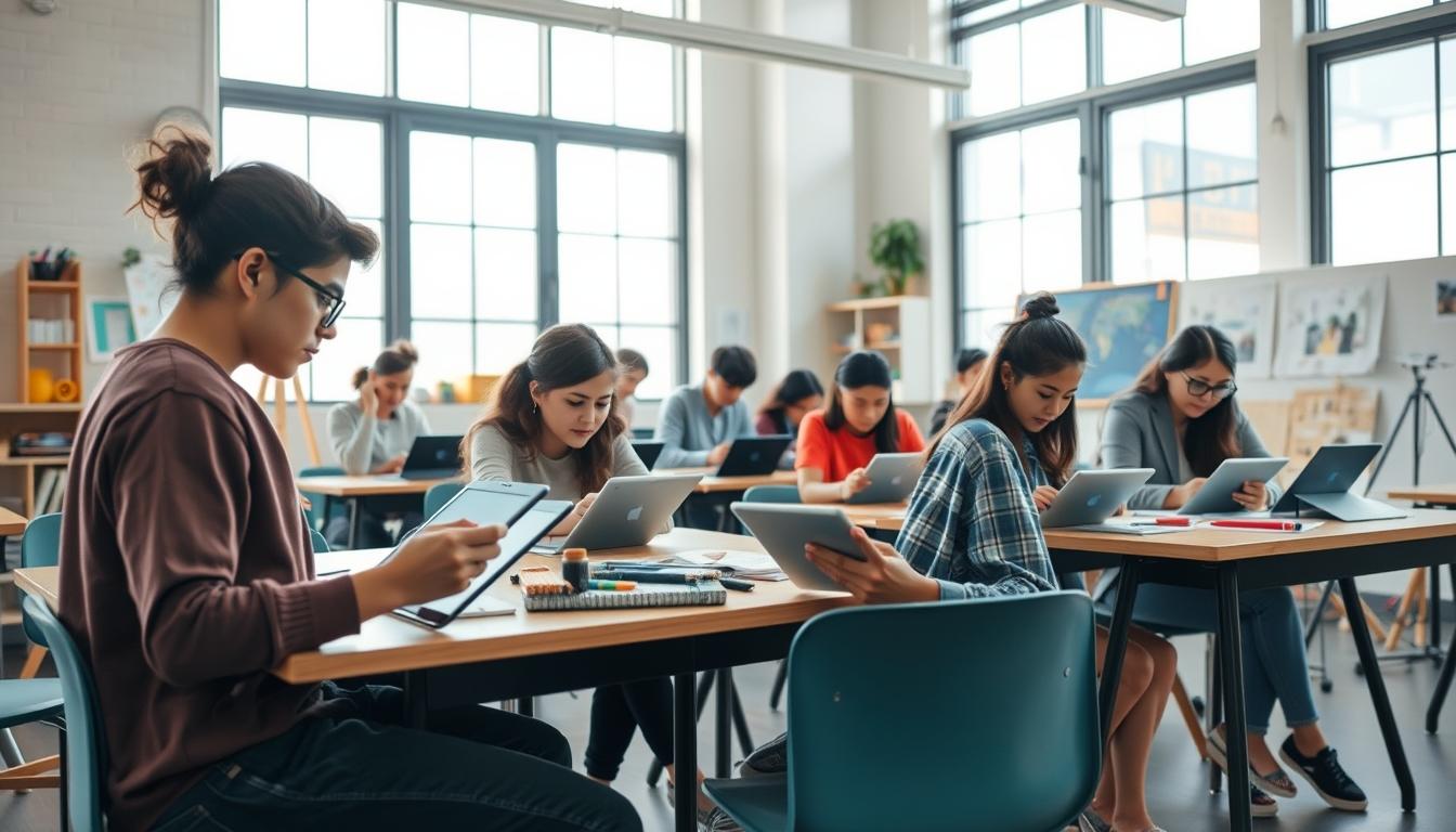 Students collaborating in study space
